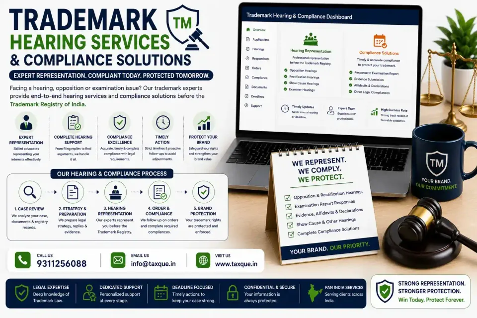 Trademark Hearing — TaxQue Statutory Services